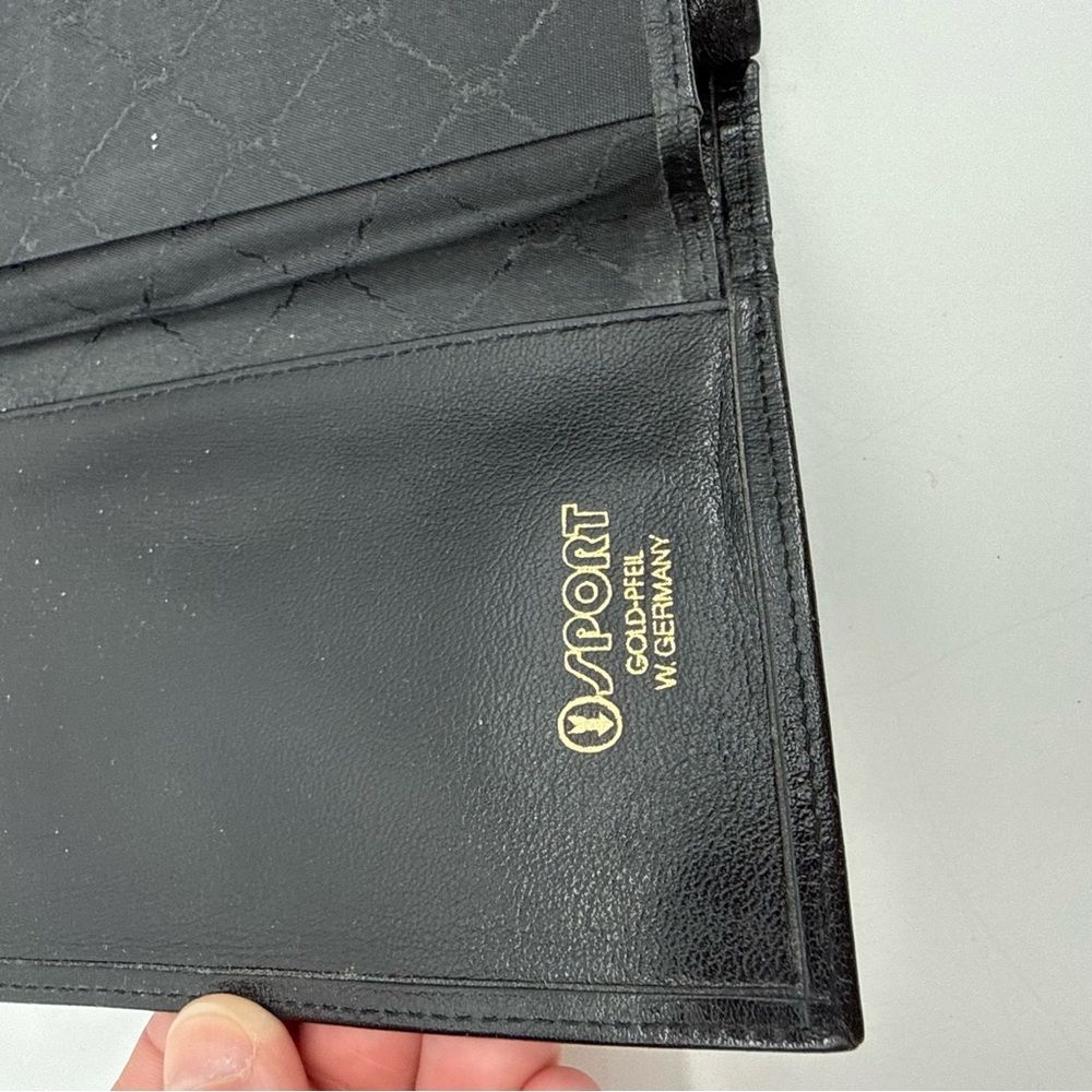 Gold Pfeil Sport Genuine Leather Wallet Black Made in Germany Vintage - Picture 14 of 14